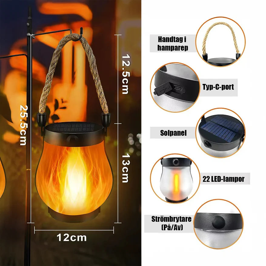 TrÀdgÄrdslykta med LED-flamma